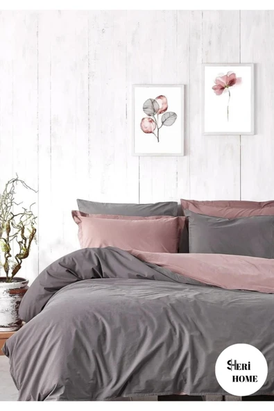 Sheri Home Tekstil Tek Kişilik Çift Taraflı Nevresim Takımı MürdünCs1888948 - Resim 3