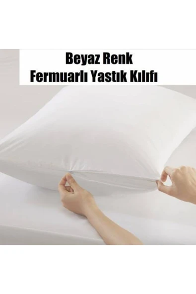 Tuna 10 Adet Fermuarlı Beyaz Renk Yastık Kılıfı - Resim 2