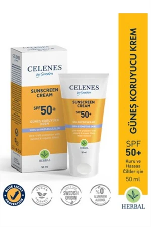 Celenes Herbal Anti-Aging Güneş Kremi SPF 50 – 50 ml | Yaşlanma Karşıtı, Bitkisel İçerikli, Yüz Güneş Koruyuc - 1