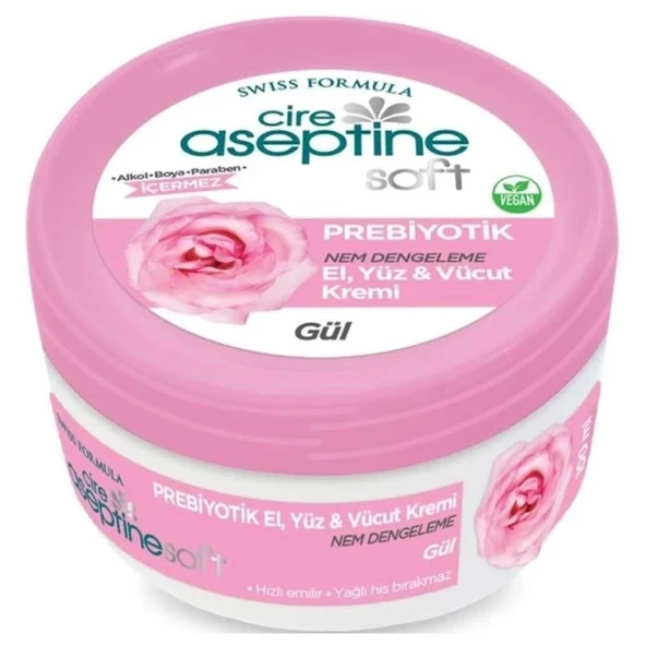 CİRE ASEPTİNE SOFT PREBİYOTİK GÜL EL, YÜZ VE VÜCUT KREMİ 75 ML