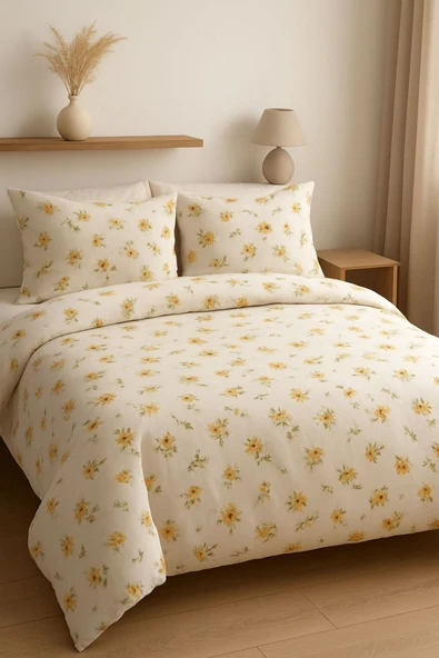 Sheri Home Kır Çiçeği Çift Kişilik Nevresim Seti Sarı | Nevresim Ve Yastık Kılıfı | Çarşafsız ürün görseli 1