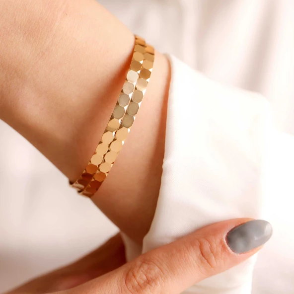 15 gr (gram) 22 Ayar İşçiliksiz Petek Ray Bilezik - Resim 2