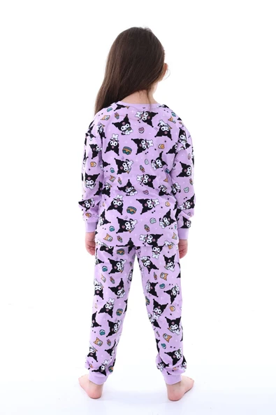 Kuromi Desenli Kız Çocuk Pijama Takımı Pembe 3-8 Yaş - Resim 5