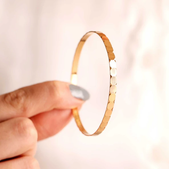 15 gr (gram) 22 Ayar İşçiliksiz Petek Ray Bilezik - Resim 3