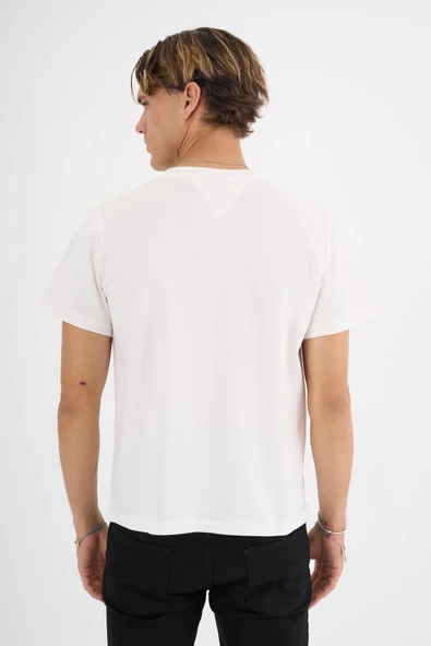 Erkek Ekru %100 Pamuklu Standart Kalıp T-Shirt - 3