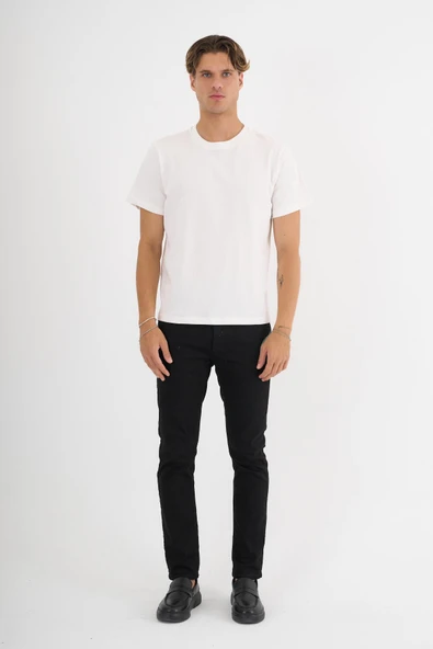 Erkek Ekru %100 Pamuklu Standart Kalıp T-Shirt - 2