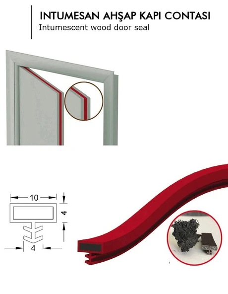 Contacall Ahşap Panel Kapı İntümesan Yangın Fitili Duman Sızdırmaz Conta 6 Metre Kahverengi - Resim 2