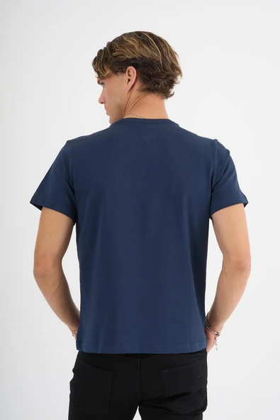 Erkek Lacivert %100 Pamuklu Standart Kalıp T-Shirt - 3