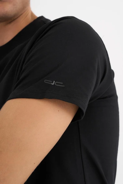 Erkek Siyah %100 Pamuklu Standart Kalıp T-sihrt - 9