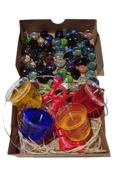 4 Adet 5x7cm Mini Şeffaf Kadeh Kutulu Renkli Kokulu Hediyelik Jel Mum - 2