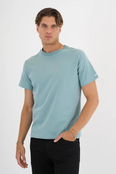 Erkek Yeşil %100 Pamuklu Standart Kalıp T-Shirt - 5