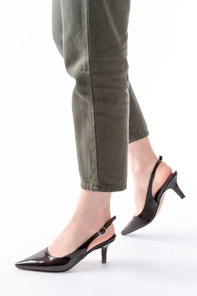 St-1152 Bebe Mavi Rugan Günlük 7 Cm Topuklu Kadın Ayakkabı - Resim 2