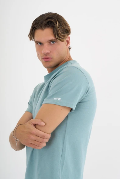 Erkek Yeşil %100 Pamuklu Standart Kalıp T-Shirt - 6