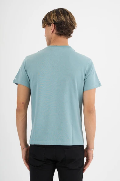 Erkek Yeşil %100 Pamuklu Standart Kalıp T-Shirt - 3