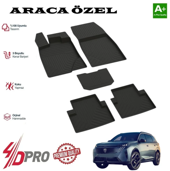 PEUGEOT 5008 HYBRIT 4-D HAVUZLU KAUÇUK PASPAS SİYAH 2024 2025 2026 ürün görseli 1