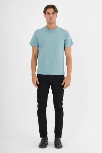 Erkek Yeşil %100 Pamuklu Standart Kalıp T-Shirt - 2