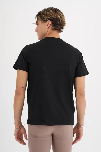 Erkek Siyah %100 Pamuklu Standart Kalıp T-sihrt - 3