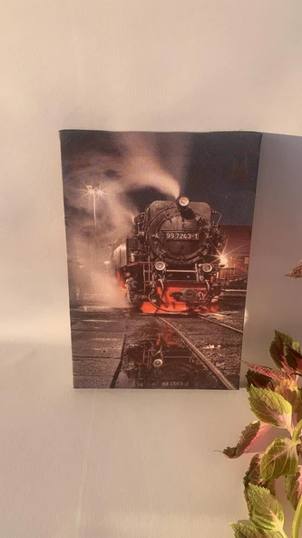 Tren Natürel Tasarım Ahşap Çerçeve Ev İşyeri Ofis Duvar Kanvas Tablo SBK5 - 2