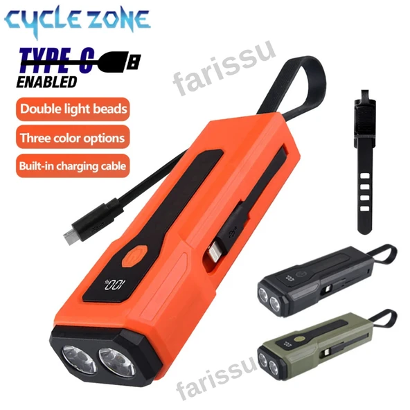 5000 mAh Powerbankli Bisiklet Lambası - 600 Lümen Çift Işık Kaynağı ve Dijital Gösterge ile Güvenli Sürüş - 5