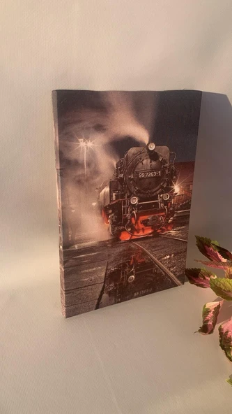 Tren Natürel Tasarım Ahşap Çerçeve Ev İşyeri Ofis Duvar Kanvas Tablo SBK5 - 4