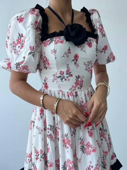 Wismar Gül Detay Elbise - Resim 4