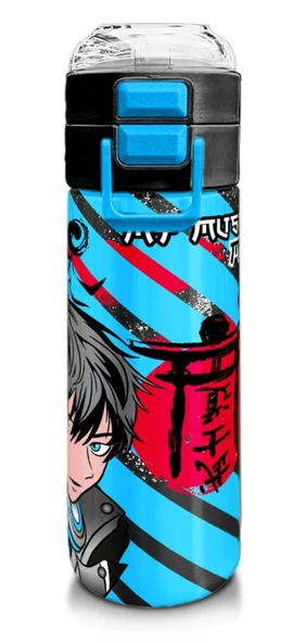 Coral High 500 ml Paslanmaz Çelik Okul Termosu/Suluk/Matara - Kız Çocuk - Siyah Mavi Anime Desenli - Sızdırma Yapmaz