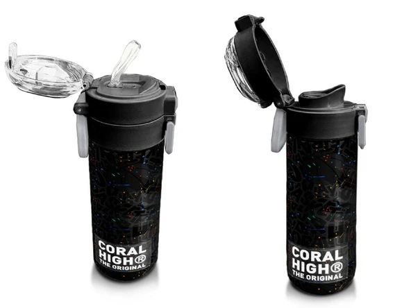 Coral High 500 ml Gri Basketbol Desenli  - Erkek Çocuk Paslanmaz Çelik Okul Termosu/Suluk/Matara - Resim 4