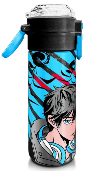 Coral High 500 ml Paslanmaz Çelik Okul Termosu/Suluk/Matara - Kız Çocuk - Siyah Mavi Anime Desenli - Sızdırma Yapmaz - 3