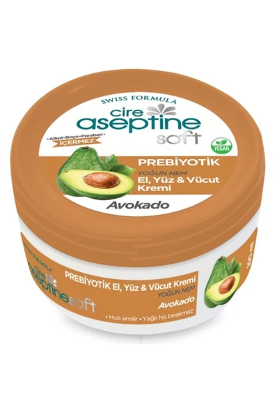 CİRE ASEPTİNE SOFT PREBİYOTİK AVOKADO EL, YÜZ VE VÜCUT KREMİ 100 ML