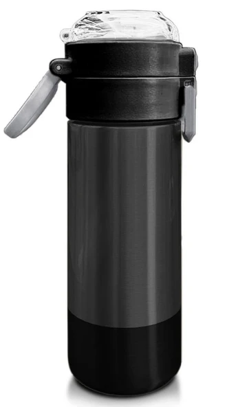 Coral High 500 ml Koyu Gri Siyah Desenli - Erkek Çocuk Paslanmaz Çelik Okul Termosu/Suluk/Matara - Resim 3