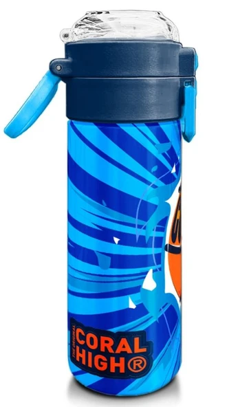 Coral High 500 ml Lacivert Mavi Basketbol Desenli - Erkek Çocuk Paslanmaz Çelik Okul Termosu/Suluk/Matara - Resim 3