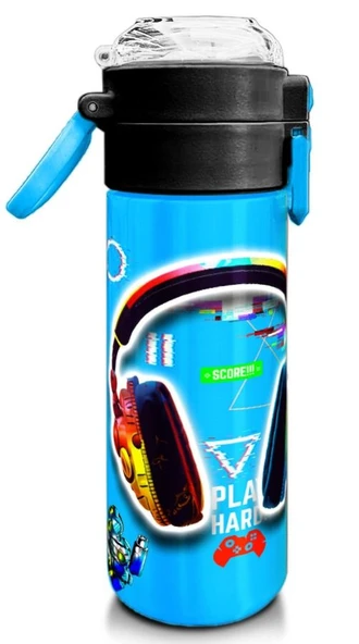 Coral High 500 ml Kulaklık Game Desenli  - Erkek Çocuk Paslanmaz Çelik Okul Termosu/Suluk/Matara - Resim 3