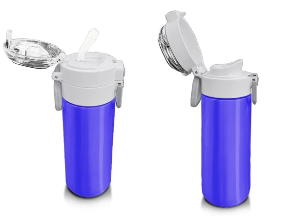 Coral High 500 ml Pipetli ve Direkt İçim Çelik Termos/Matara - Erkek Çocuk -  Açık Mor - Resim 4