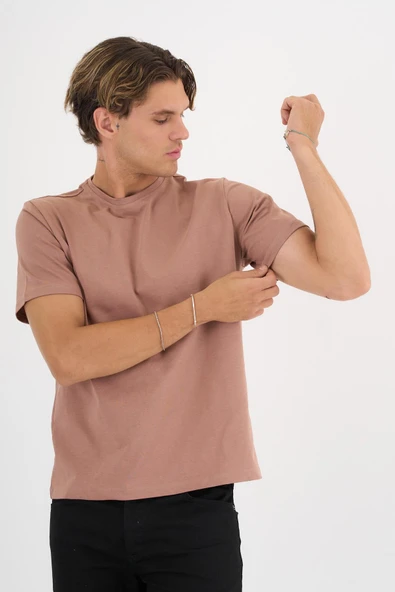 Erkek Kahverengi %100 Pamuklu Standart Kalıp T-Shirt - 9