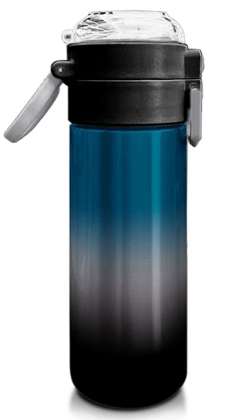 Coral High 500 ml Erkek Çocuk Pipetli Termos/Matara - Nefti Gri Renk Geçişli - Çift Kullanım Özelliği - Resim 3