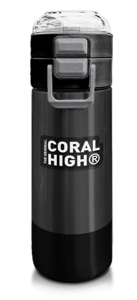 Coral High 500 ml Koyu Gri Siyah Desenli - Erkek Çocuk Paslanmaz Çelik Okul Termosu/Suluk/Matara ürün görseli