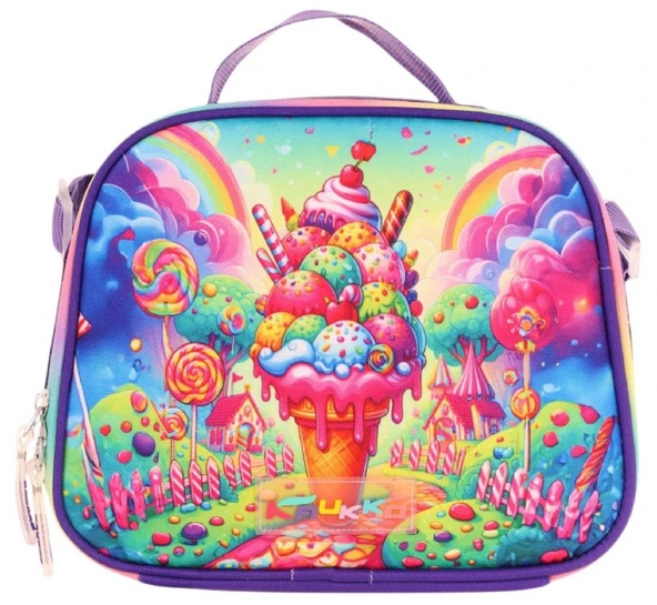 Kaukko Kids Kız Çocuk Isı Yalıtımlı Okul/Piknik Beslenme Çantası (Dondurma) L7251 - 2