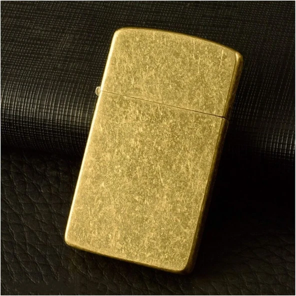 Kuboy Vintage Çakmak Benzinli Slim Çakmak Antik Altın Renk - Resim 4