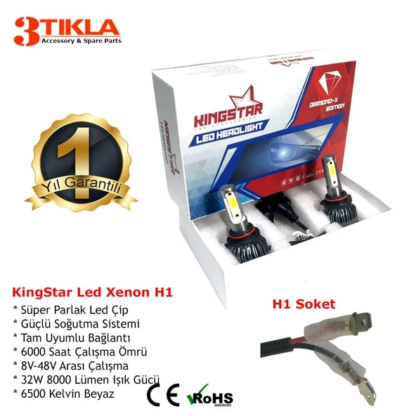 Diamond-X H1 Beyaz Led Xenon Şimşek Etkili Far Ampül 8000 Lümen - Resim 2