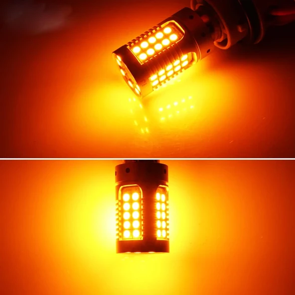 Premium Serisi Profesyonel P21W 1156 15W Tek Duy Led Ampul Turuncu Mercekli Ultra Parlak - Resim 3