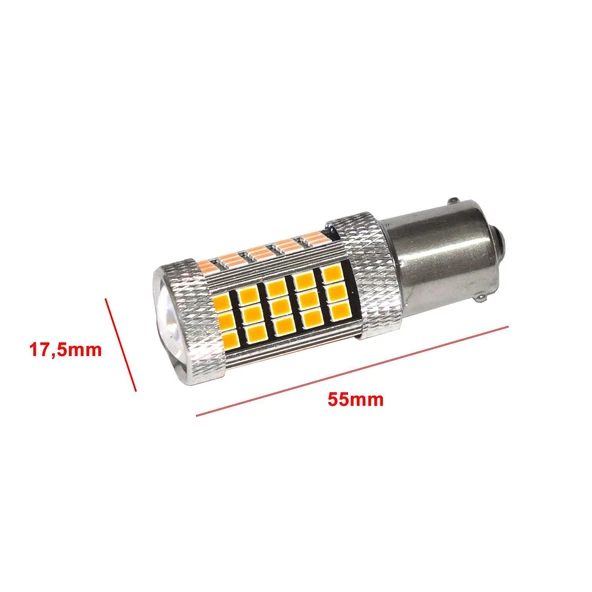 Premium Serisi Profesyonel P21W 1156 15W Tek Duy Led Ampul Turuncu Mercekli Ultra Parlak - Resim 2