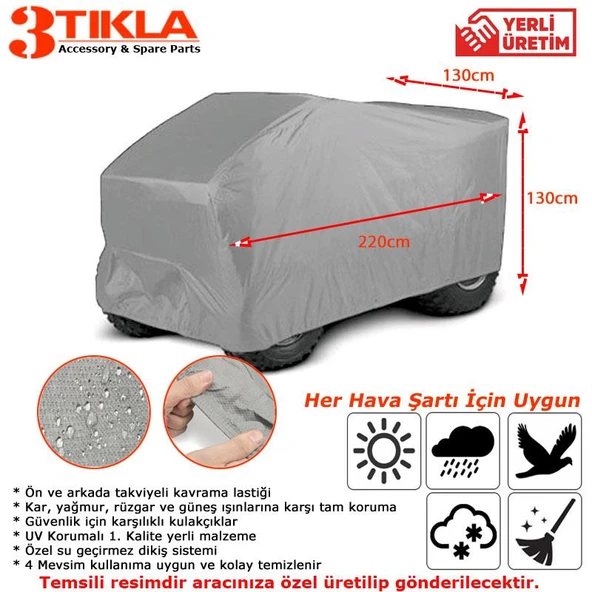 700 CC ATV 4 Mevsim Kullanımlı, Su ve Toz dan Koruyan Miflonlu Araç Örtüsü - Resim 2