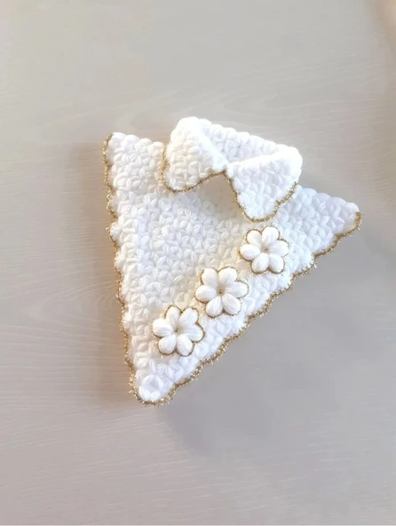 Hediye Dünyası Çeyizlik 2'li Gelin Damat Lif Seti Üçgen Model El Örgüsü - Resim 3