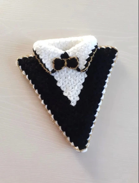 Hediye Dünyası Çeyizlik 2'li Gelin Damat Lif Seti Üçgen Model El Örgüsü - Resim 2