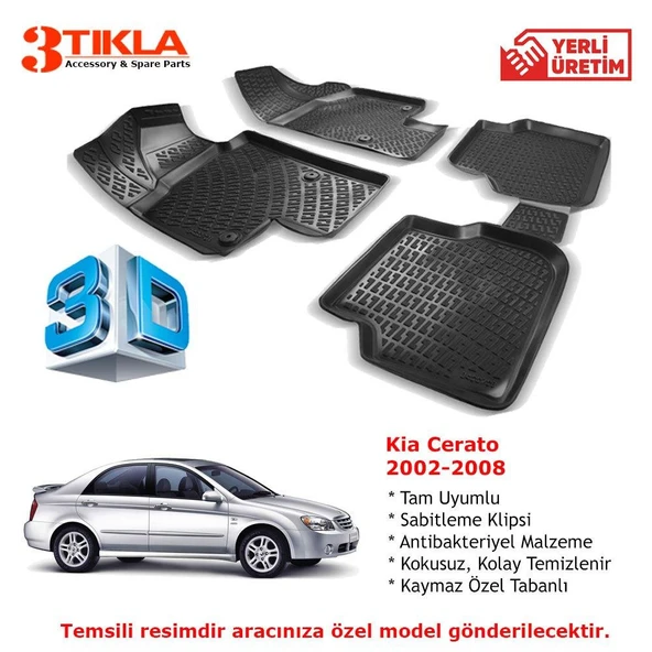 Kia Cerato 2002-2008 Premium 3D Havuzlu Paspas Seti ürün görseli