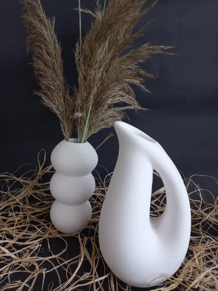 SÜRAHİ BALON VAZO SET BEYAZ ürün görseli 1