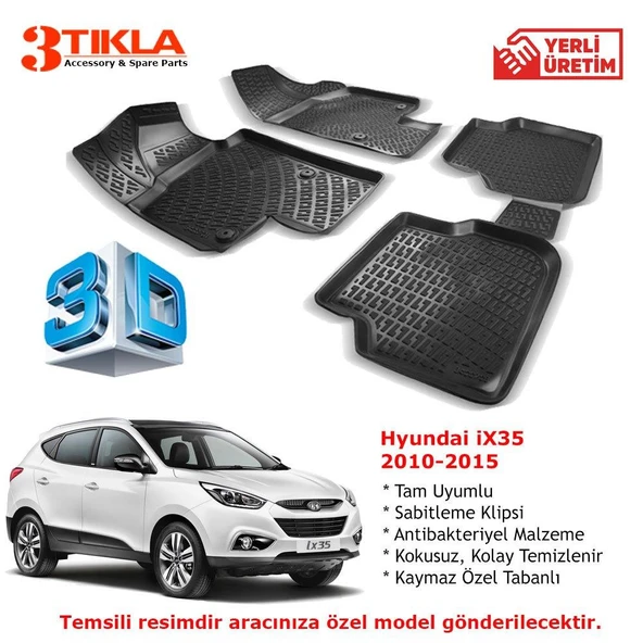 Hyundai iX35 2010-2015 Premium 3D Havuzlu Paspas Seti ürün görseli