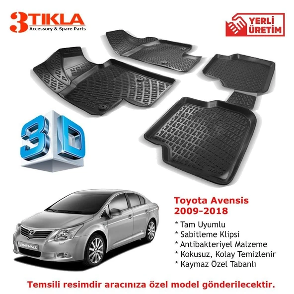 Toyota Avensis 2009-2018 Premium 3D Havuzlu Paspas Seti ürün görseli