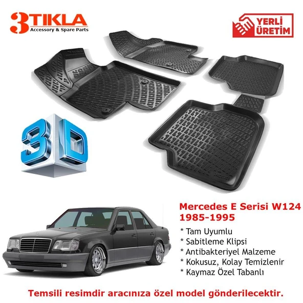 Mercedes E Serisi W124 1985-1995 Premium 3D Havuzlu Paspas Seti ürün görseli
