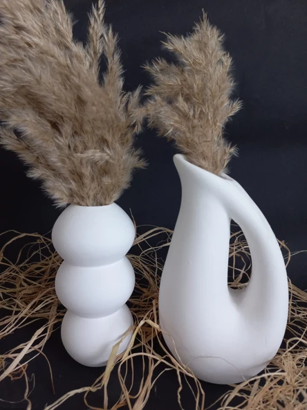 SÜRAHİ BALON VAZO SET BEYAZ - Resim 3